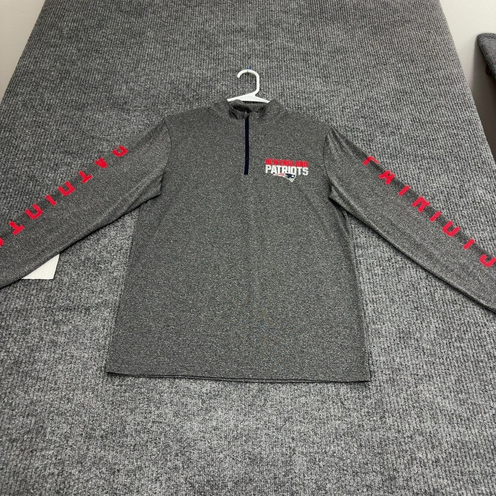 New England Patriots NFL Pullover Mens S Gray Quarter Zip Mock Neck Sport